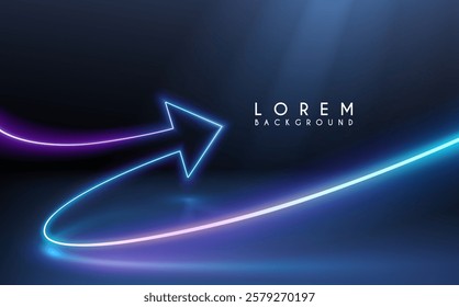 Neon light arrow with glow effect