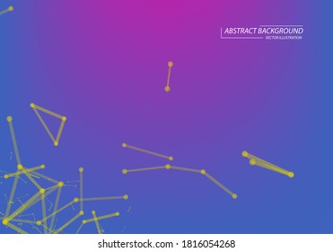 Neon Light background. Abstract 3d Vector futuristic dots and lines. computer geometric digital connection structure. Futuristic black abstract grid. Plexus with particles. Intelligence artificial