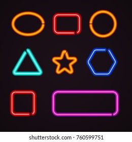 Neon light borders neon lamp shapes vector