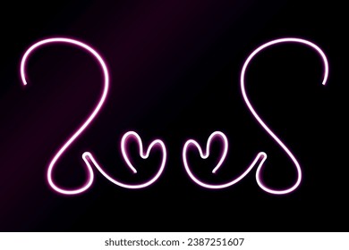 Neon light bright heart, neon heart sign, happy valentine’s day element design vector illustration.