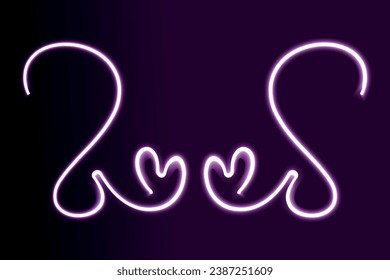 Neon light bright heart, neon heart sign, happy valentine’s day element design vector illustration.