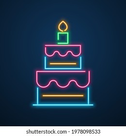 neon light cake party vector