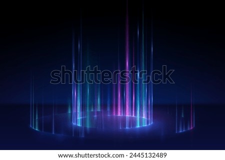 Neon light circle effect on black background
