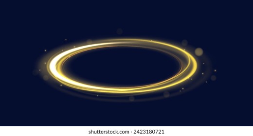 Círculo de la luz de neón de la velocidad en forma de remolino redondo. Efecto de luz de línea azul de curva. Marco redondo de espiral luminoso.