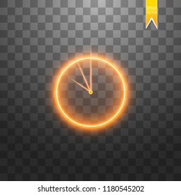 Neon light. Clock line icon. Time sign. Office Watch or Timer symbol. Glowing graphic design