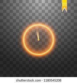 Neon light. Clock line icon. Time sign. Office Watch or Timer symbol. Glowing graphic design
