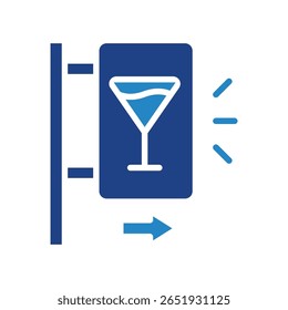 Neon Light dual tone blue color icon, mini illustration for relaxation, party, pubs and bars UI, UX kit, app and web development, digital or print.