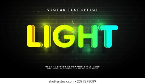 Neon light editable text style effect. Vector text effect with a combination of green and blue, for a modern technology theme.