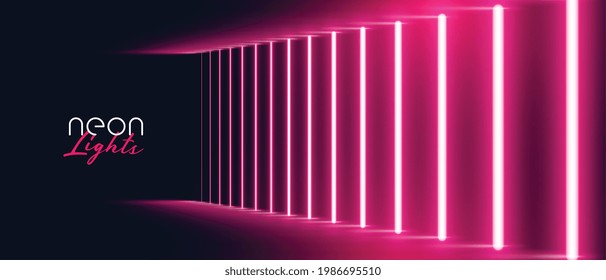 neon light effect pathway red banner design