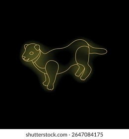 Efeito de luz de néon mostrando uma tayra ambulante, ilustração vetorial isolada sobre fundo preto