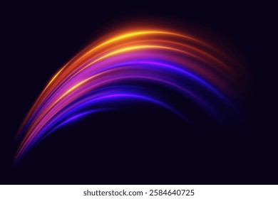 Neon light effect of swirl and speed. The magic of moving fast lines.