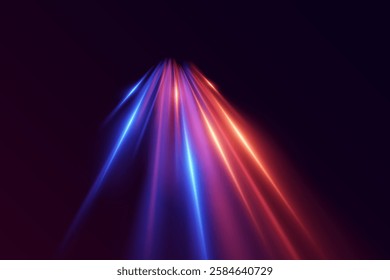 Neon light effect of swirl and speed. The magic of moving fast lines.