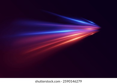 Neon light effect of swirl and speed. The magic of moving fast lines.