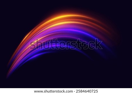 Neon light effect of swirl and speed. The magic of moving fast lines.