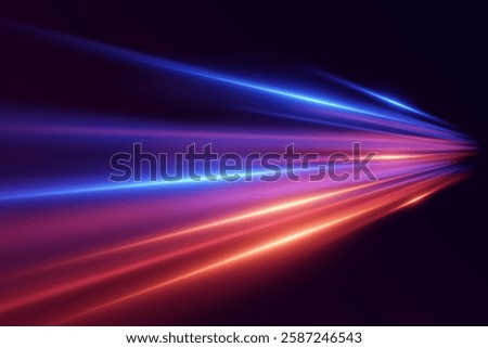 Neon light effect of swirl and speed. The magic of moving fast lines.
