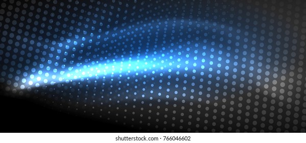 Neon light effects, particles, big data illustration concept, vector, blue color