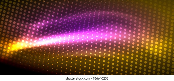 Neon light effects, particles, big data illustration concept, vector