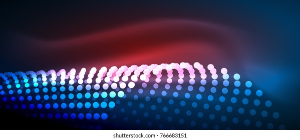 Neon light effects, particles, big data illustration concept, vector