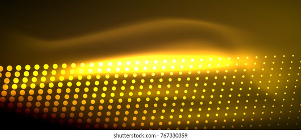 Neonlicht-Effekte, Partikel, Big-Data-Konzept, Vektorgrafik, gelbe Farbe