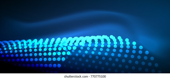 Neonlicht-Effekte, Teilchen, Big-Data-Illustrationskonzept, Vektorgrafik, blau