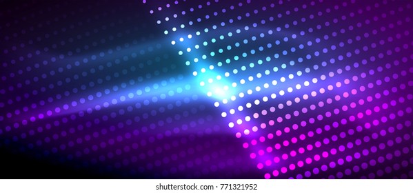 Neon light effects, particles, big data illustration concept, vector, purple color