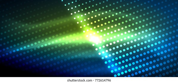 Neon light effects, particles, big data illustration concept, vector