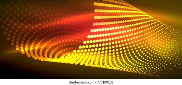 Neon light effects, particles, big data illustration concept, vector