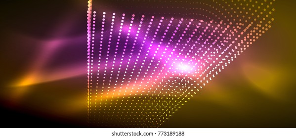 Efectos de la luz de neón, partículas, concepto de ilustración de grandes datos, vector
