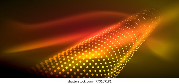 Neon light effects, particles, big data illustration concept, vector