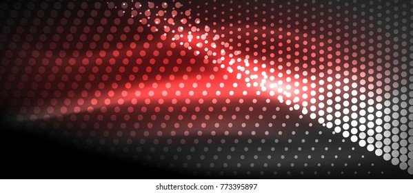 Neon light effects, particles, big data illustration concept, vector, red color