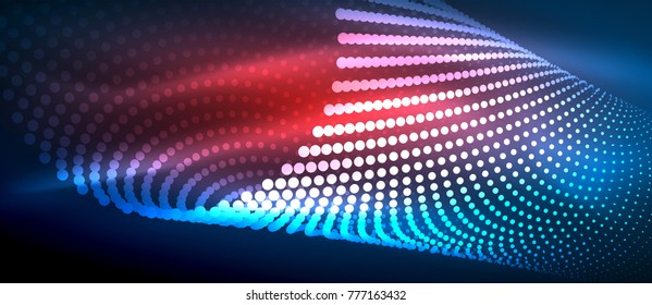 Neon light effects, particles, big data illustration concept, vector