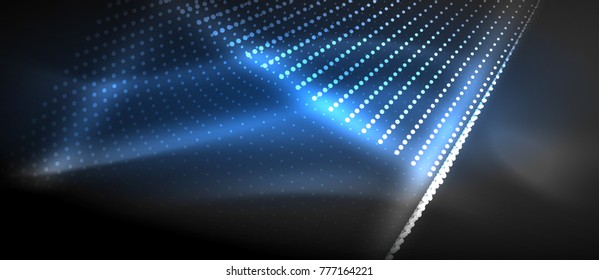 Neon light effects, particles, big data illustration concept, vector, blue color