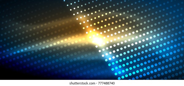 Neon light effects, particles, big data illustration concept, vector
