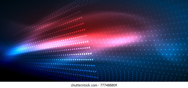 Neon light effects, particles, big data illustration concept, vector