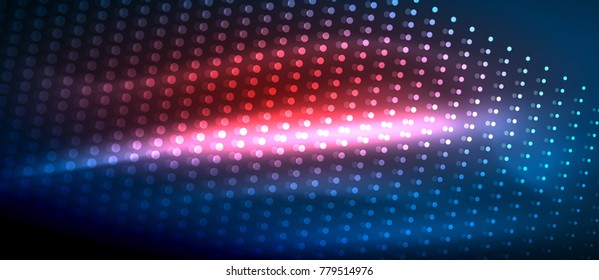 Efectos de la luz de neón, partículas, concepto de ilustración de grandes datos, vector