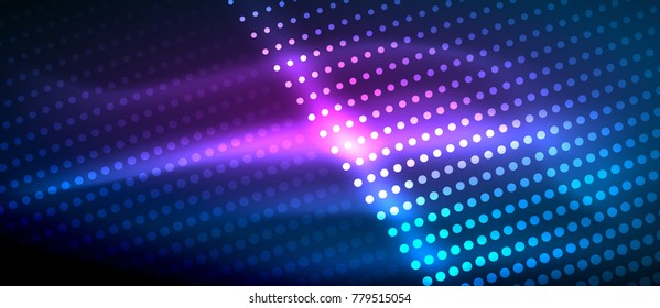 Neon light effects, particles, big data illustration concept, vector