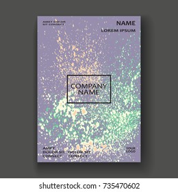 Neon light explosion paint splatter artistic cover frame design. Decorative splash spray texture purple pastel background. Trendy template vector Cover Report Catalog Brochure Flyer Poster Banner
