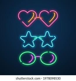 Neon Light Glasses Party Vector