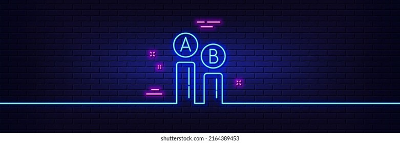 Neonhellgrauer Effekt. Ab-Testlinie-Symbol. Ui Testdiagramm-Zeichen. 3D-Linie Neonglühsymbol. Brick-Wand-Banner. Ab-Prüflinie. Vektorgrafik