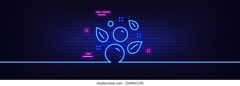 Neon light glow effect. Clean bubbles line icon. Laundry shampoo sign. Clothing cleaner symbol. 3d line neon glow icon. Brick wall banner. Clean bubbles outline. Vector