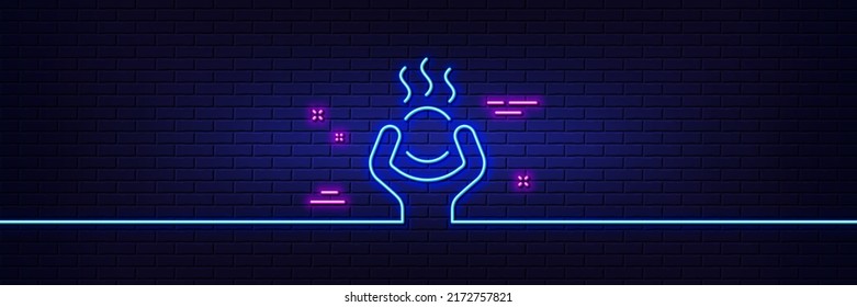 Neon light glow effect. Difficult stress line icon. Anxiety depression or panic sign. Mental health symbol. 3d line neon glow icon. Brick wall banner. Difficult stress outline. Vector