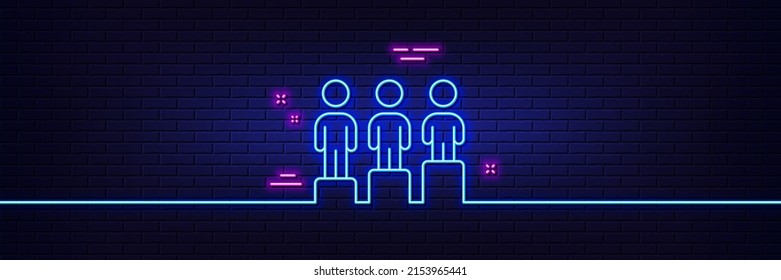 Neon light glow effect. Equity culture line icon. Equality sign. Gender diversity symbol. 3d line neon glow icon. Brick wall banner. Equity outline. Vector