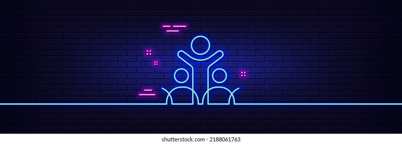 Neon light glow effect. Inclusion line icon. Equity culture sign. Gender diversity symbol. 3d line neon glow icon. Brick wall banner. Inclusion outline. Vector