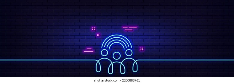 Neon light glow effect. Inclusion line icon. Equity culture sign. Gender diversity symbol. 3d line neon glow icon. Brick wall banner. Inclusion outline. Vector