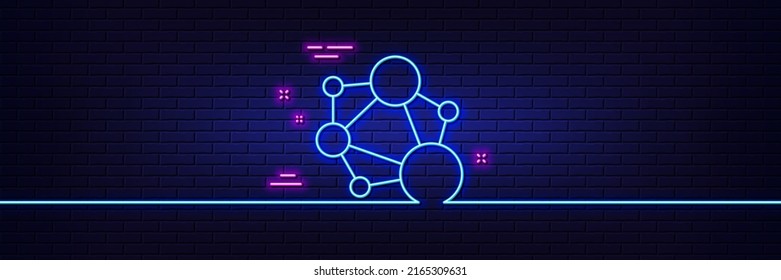 Efecto luminoso neón. Icono de línea de integridad. Signo de red social. Símbolo de valor de núcleo. Icono de resplandor de neón de 3d línea. Banner de pared de ladrillo. Esquema de integridad. Vector