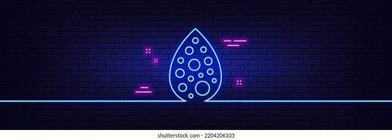 Neon light glow effect. No artificial colors line icon. Organic product sign. Natural flavors symbol. 3d line neon glow icon. Brick wall banner. Artificial colors outline. Vector