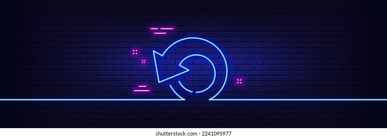 Neon light glow effect. Recovery info line icon. Backup data sign. Restore information symbol. 3d line neon glow icon. Brick wall banner. Recovery data outline. Vector