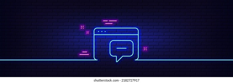Neonhellgrauer Effekt. Symbol der Zeile Seo. Webchat-Zeichen. Verkehrsmanagementsymbol. 3D-Linie Neonglühsymbol. Brick-Wand-Banner. Übersicht der Seo-Nachrichten Vektorgrafik