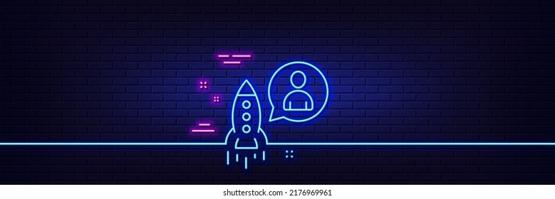 Neonhellgrauer Effekt. Symbol der Startzeile. Geschäftsführungszeichen Projektsymbol starten. 3D-Linie Neonglühsymbol. Brick-Wand-Banner. Startübersicht. Vektorgrafik