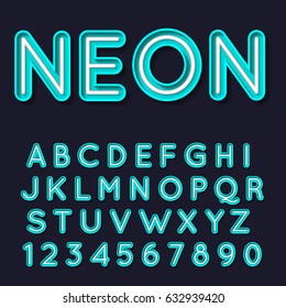 neon light glowing alphabet. Vector illustration.